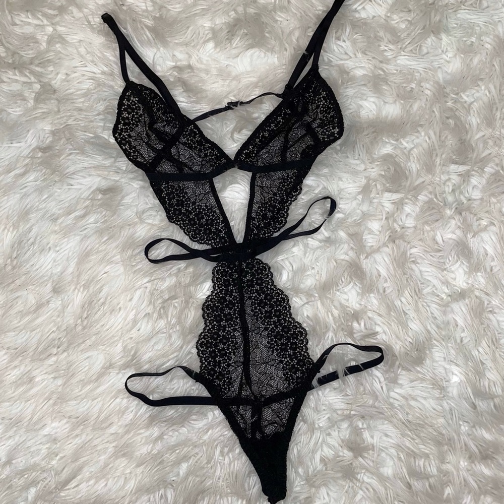 Victoria’s Secret black lingerie bodysuit